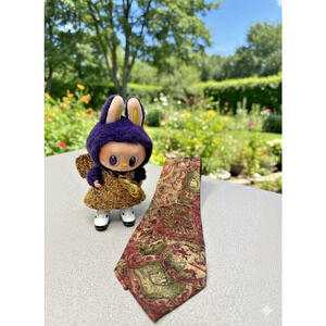 DE'MEDICI Vintage Multicolor Geometric Pattern Silk Tie 59"x4"